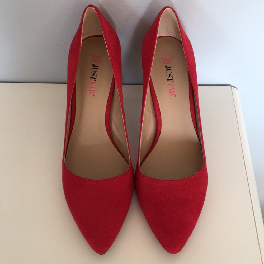 Red Sueded Pumps
